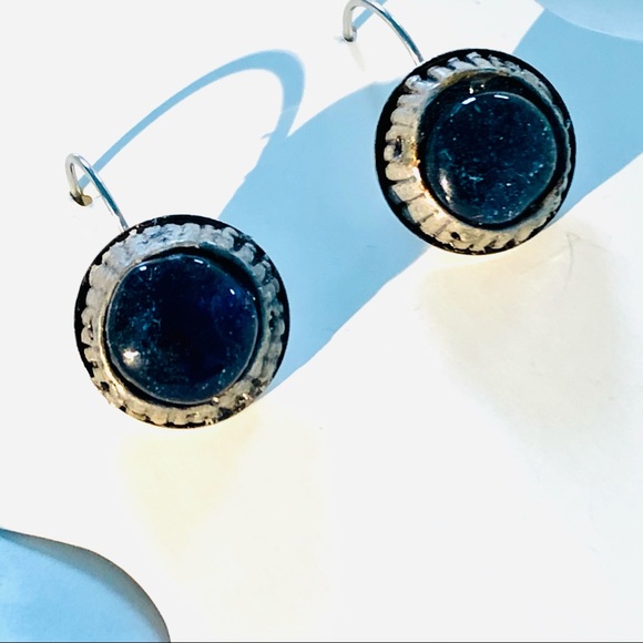 Blue Earrings Art Glass Pierced Earrings - Picture 2 of 4